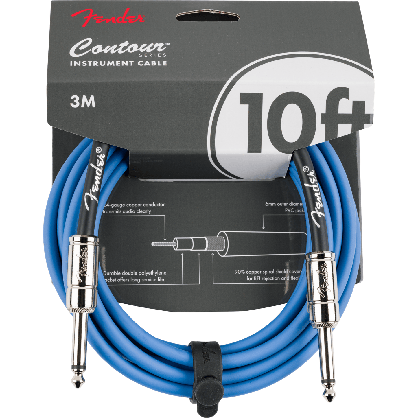 Fender Contour Instrument Cable - Lake Placid Blue - 10ft