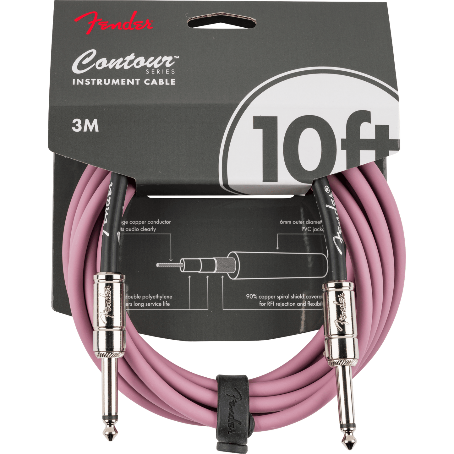 Fender Contour Instrument Cable - Burgundy Mist - 10ft