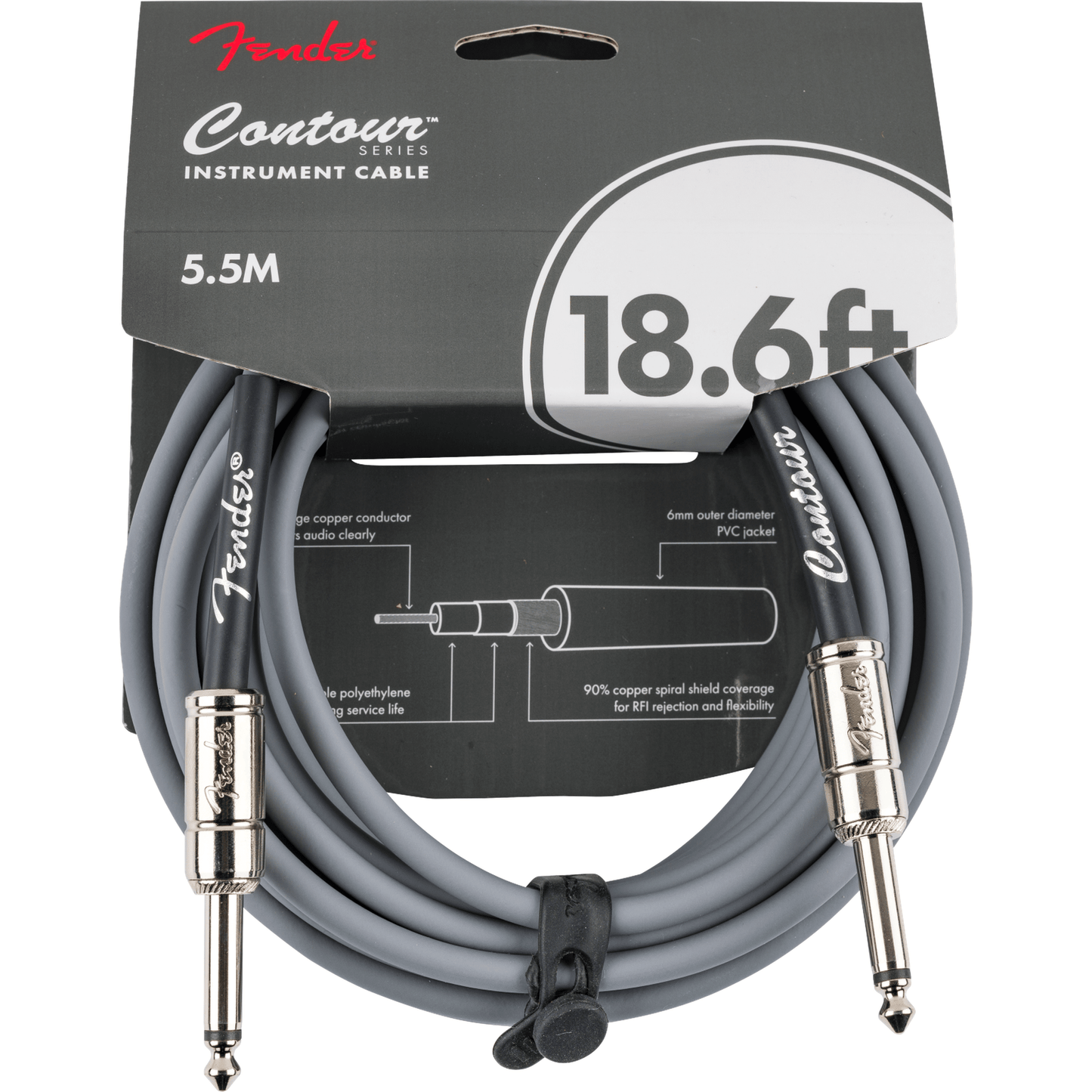 Fender Contour Instrument Cable - Inca Silver - 18.6ft