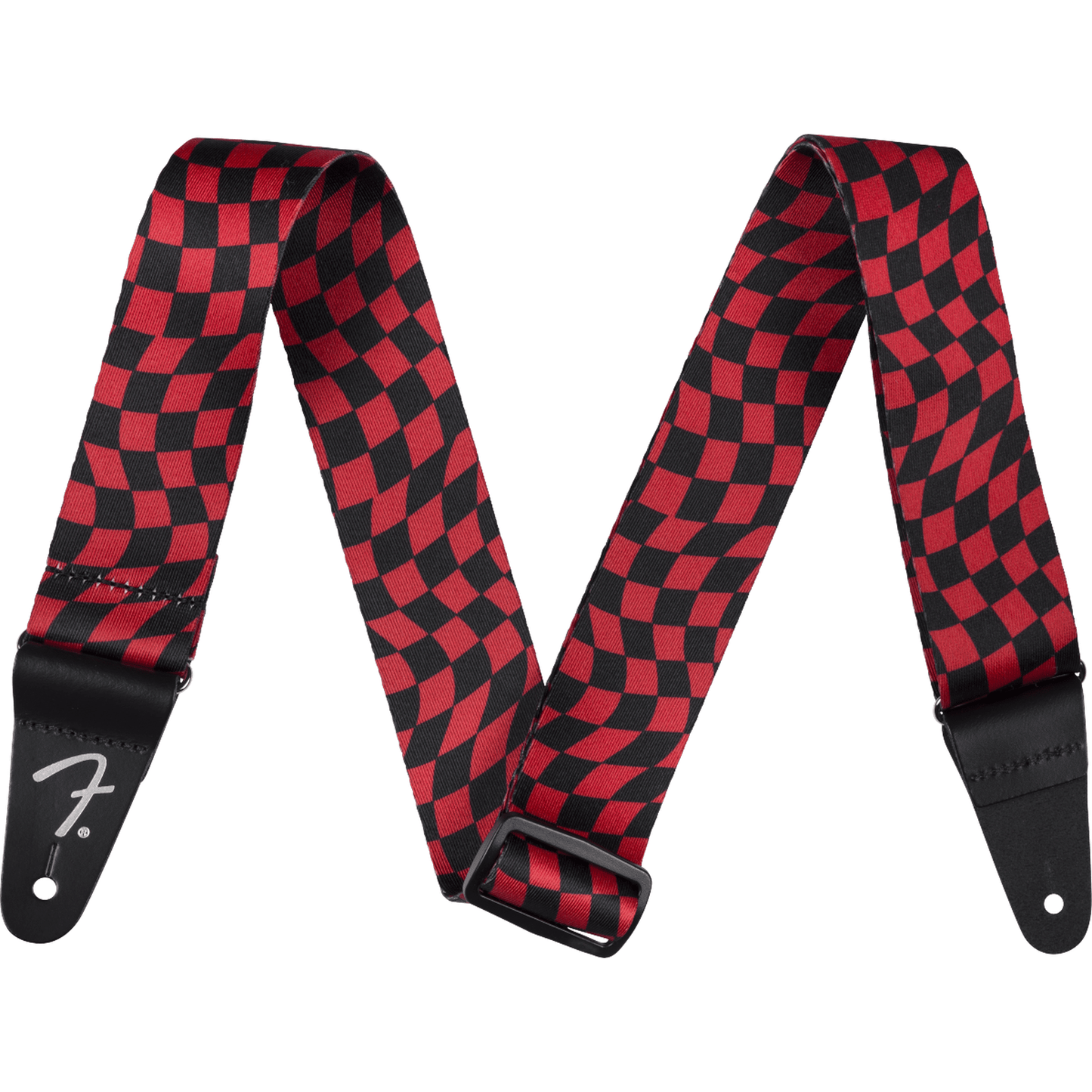 Fender Wavy Checkerboard Polyester Strap - Red-STRAP-Joondalup Music Centre