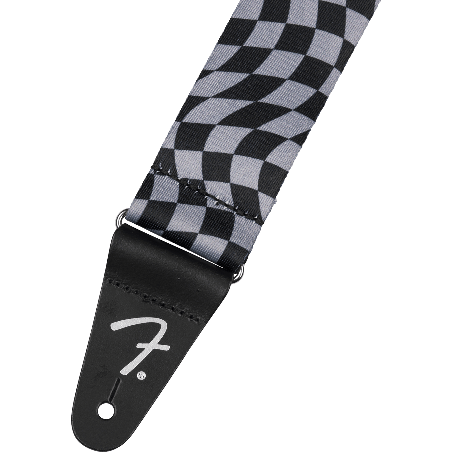 Fender Wavy Checkerboard Polyester Strap - Grey-STRAP-Joondalup Music Centre