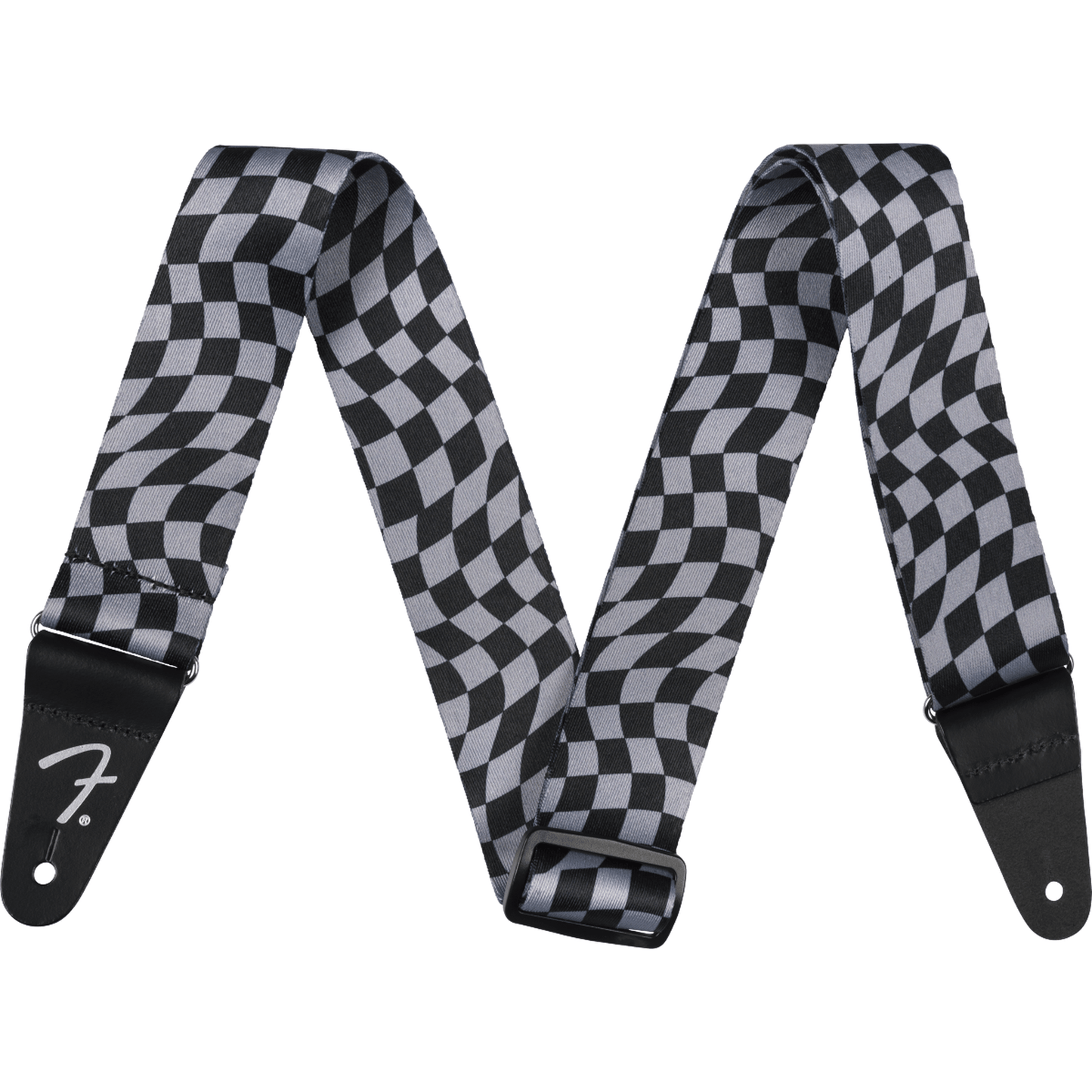 Fender Wavy Checkerboard Polyester Strap - Grey-STRAP-Joondalup Music Centre
