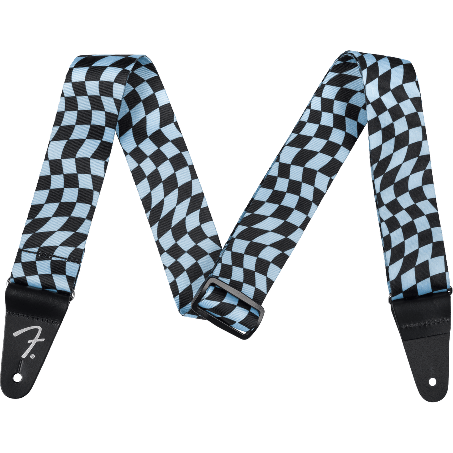 Fender Wavy Checkerboard Polyester Strap - Blue-STRAP-Joondalup Music Centre