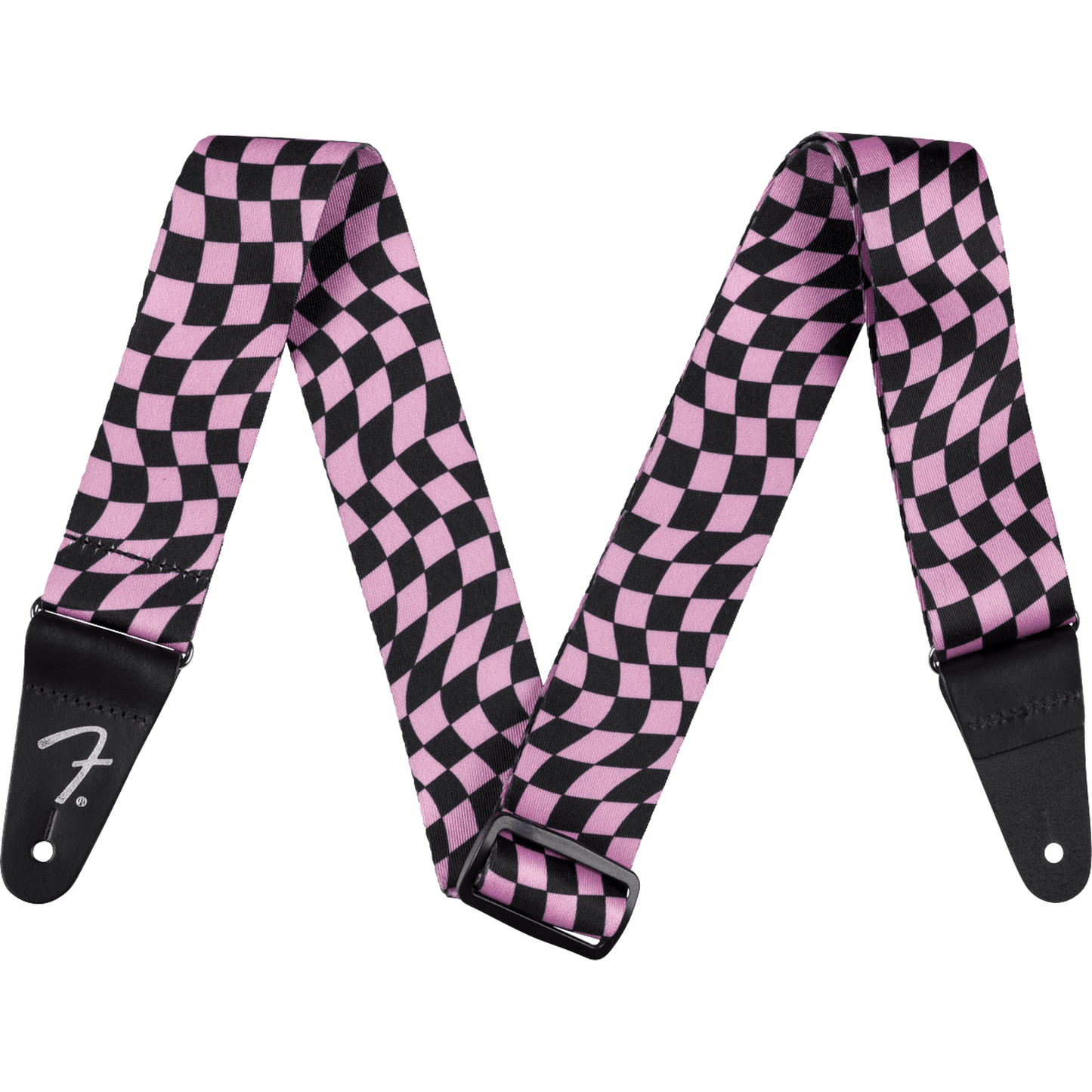 Fender Wavy Checkerboard Polyester Strap - Pink-STRAP-Joondalup Music Centre
