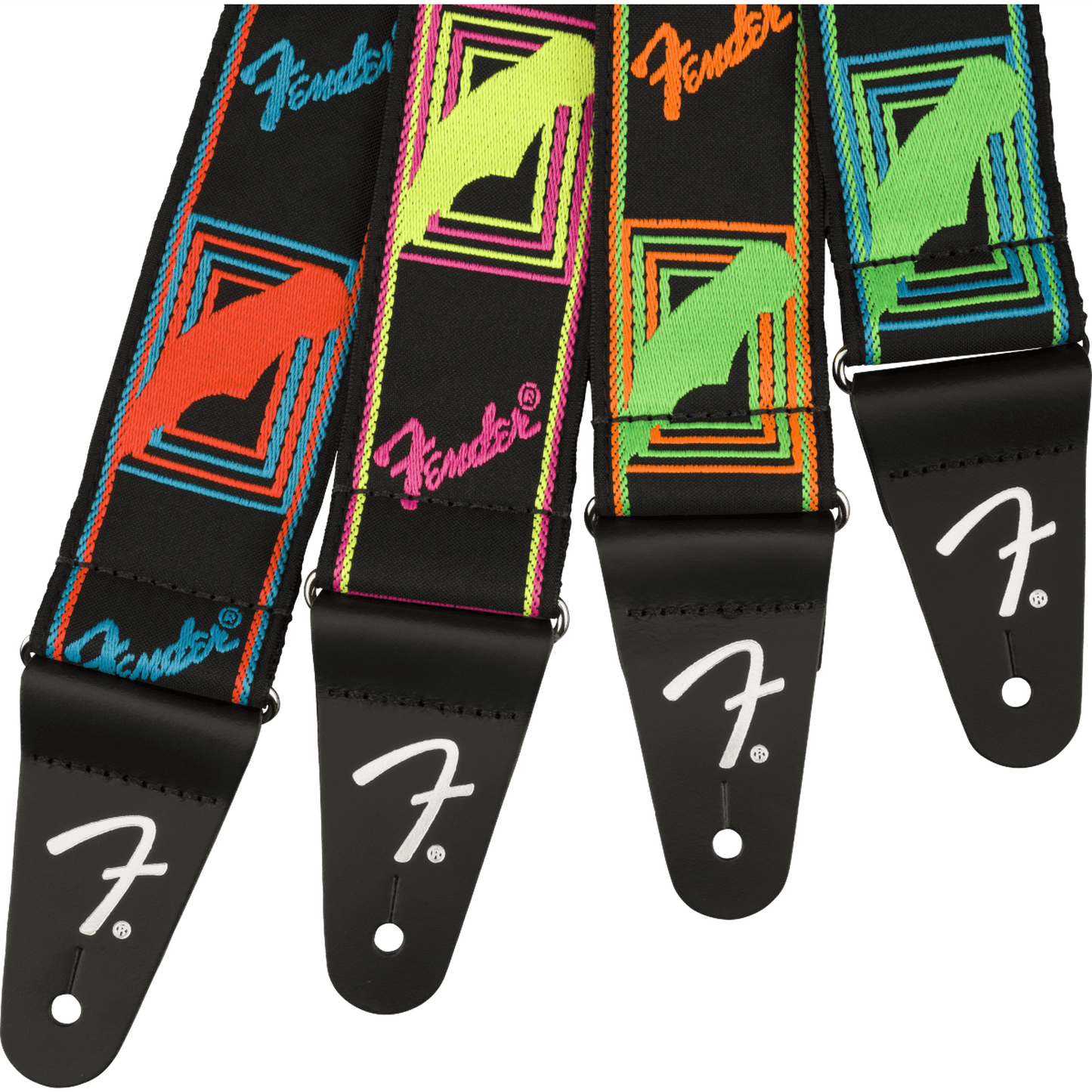 Fender Neon Monogram Strap - Yellow/Pink - Joondalup Music Centre
