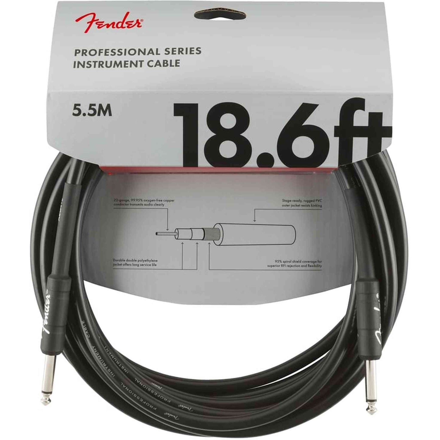 Fender Professional Series Instrument Cable – 18.6 ft-CABLES & ADAPTORS-Joondalup Music Centre