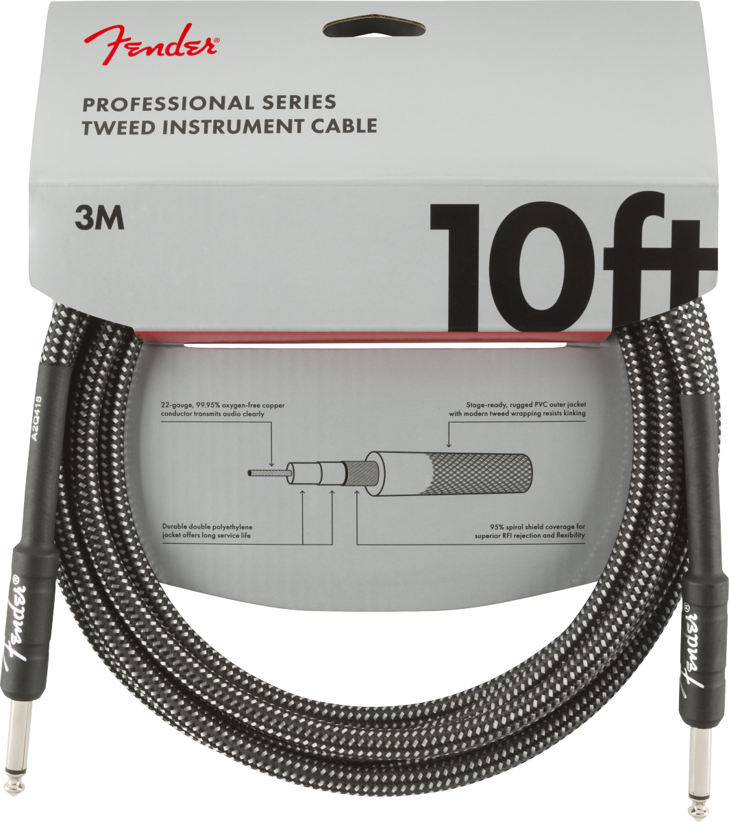 Fender Professional Series Instrument Cable 10ft - Grey Tweed - Joondalup Music Centre