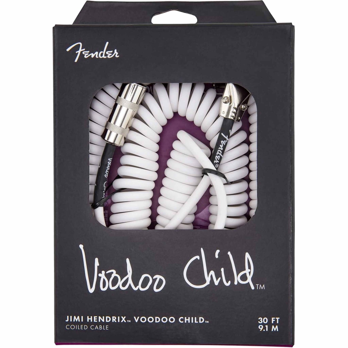 Fender Jimi Hendrix Voodoo Child Coiled Instrument Cable - White-CABLES & ADAPTORS-Joondalup Music Centre