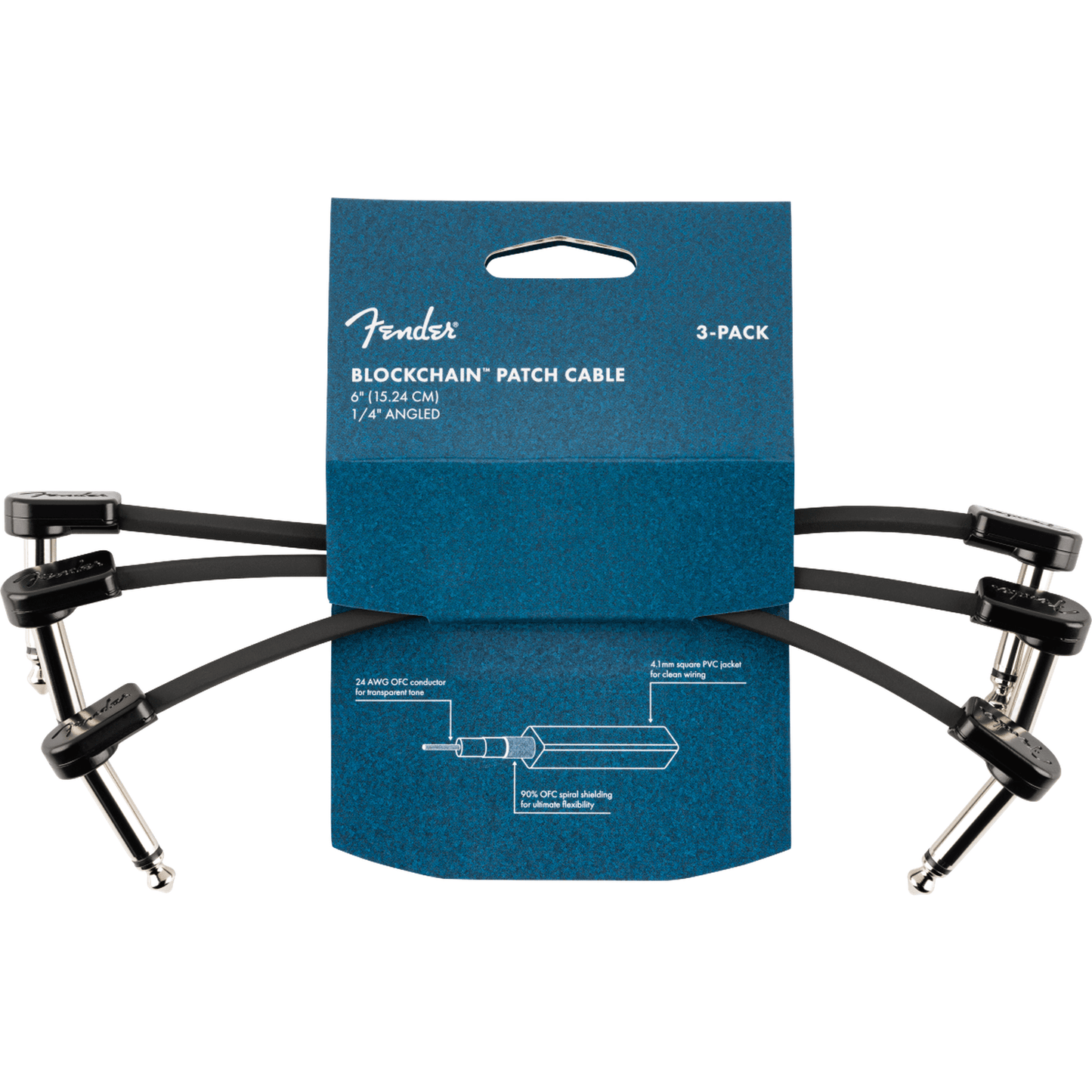 Fender Blockchain 6" Patch Cable - 3-Pack-CABLES & ADAPTORS-Joondalup Music Centre