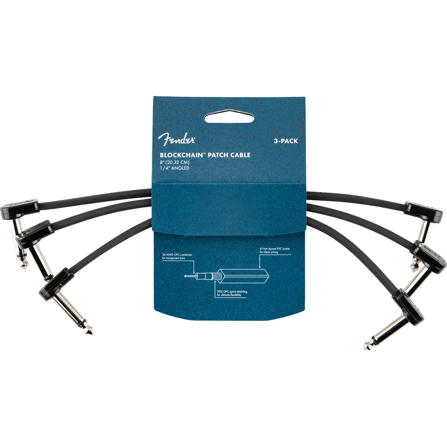 Fender Blockchain 8" Patch Cable - 3-Pack-CABLES & ADAPTORS-Joondalup Music Centre