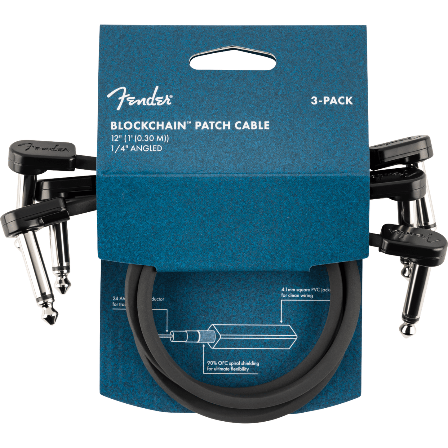 Fender Blockchain 12" Patch Cable - 3-Pack-CABLES & ADAPTORS-Joondalup Music Centre