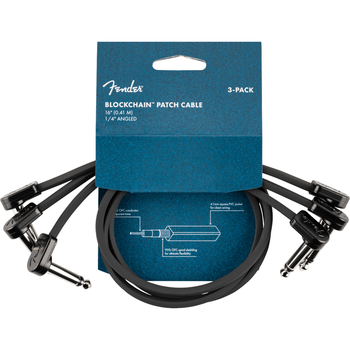 Fender Blockchain 16" Patch Cable - 3-Pack-CABLES & ADAPTORS-Joondalup Music Centre