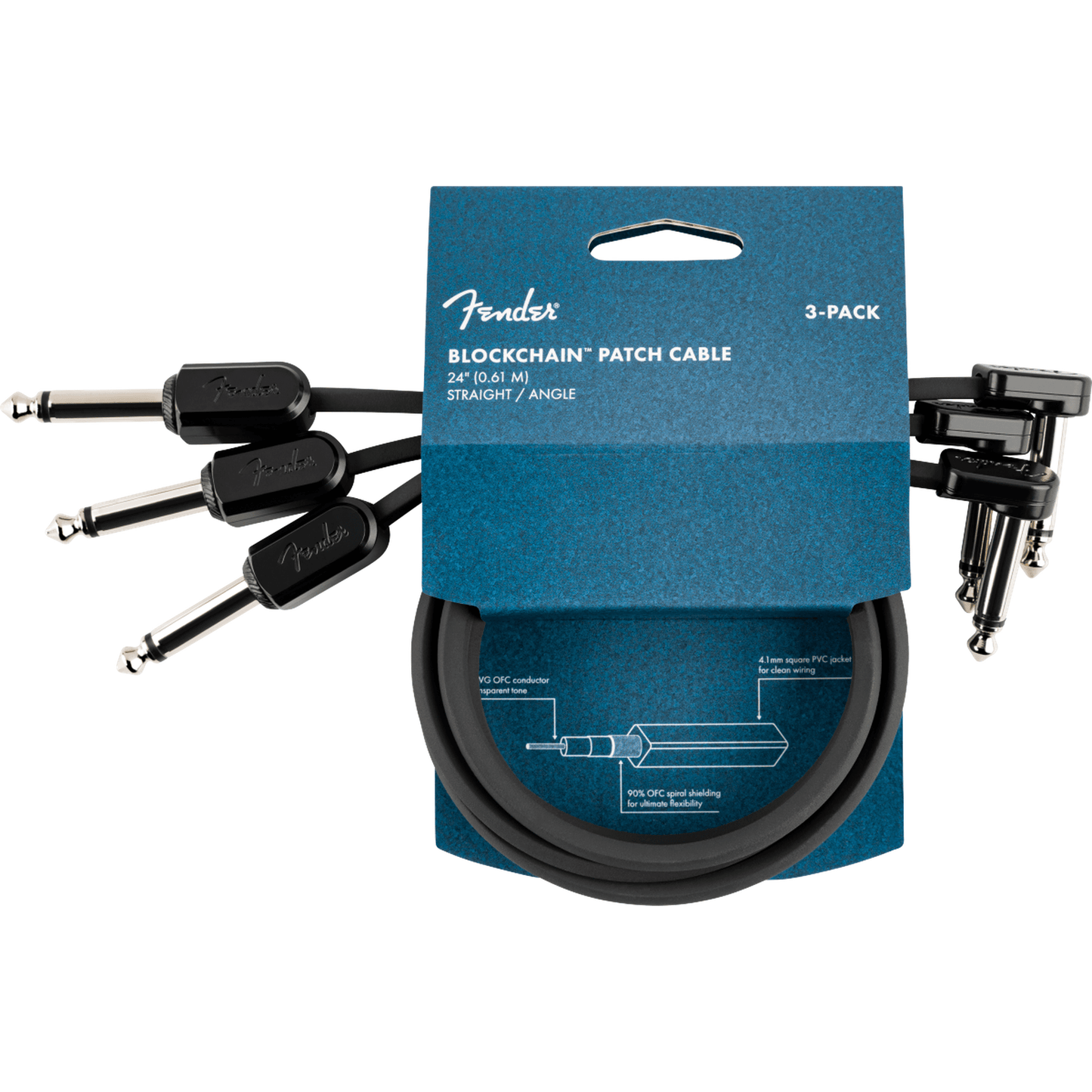 Fender Blockchain 24" Patch Cable S/RA - 3-Pack-CABLES & ADAPTORS-Joondalup Music Centre