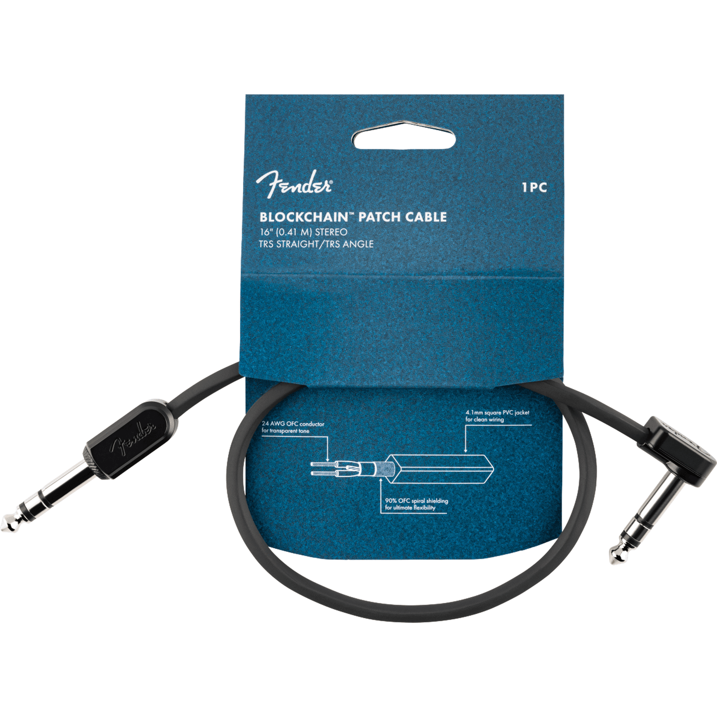 Fender Blockchain 16" Patch Cable Stereo S/RA-CABLES & ADAPTORS-Joondalup Music Centre
