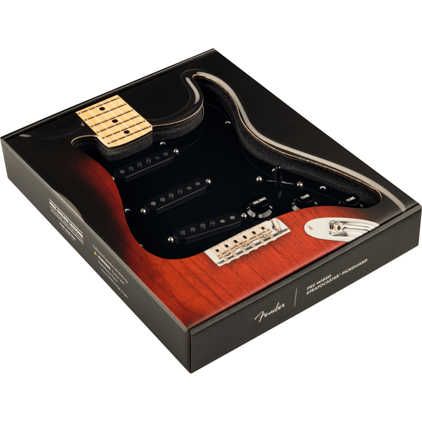Fender Pre-Wired Strat Pickguard, Pure Vintage '65 w/RWRP Middle, Black 11 Hole PG