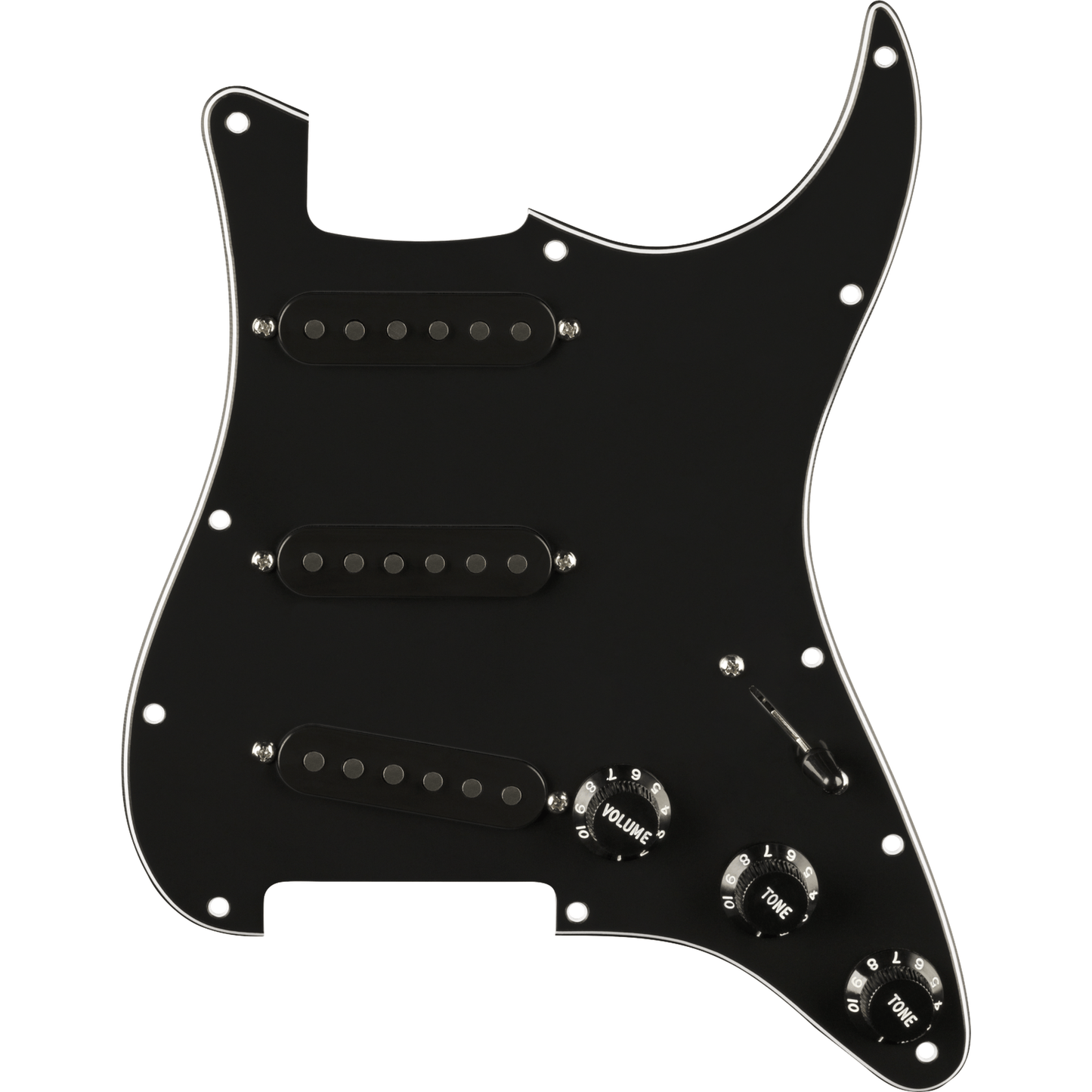 Fender Pre-Wired Strat Pickguard, Pure Vintage '65 w/RWRP Middle, Black 11 Hole PG