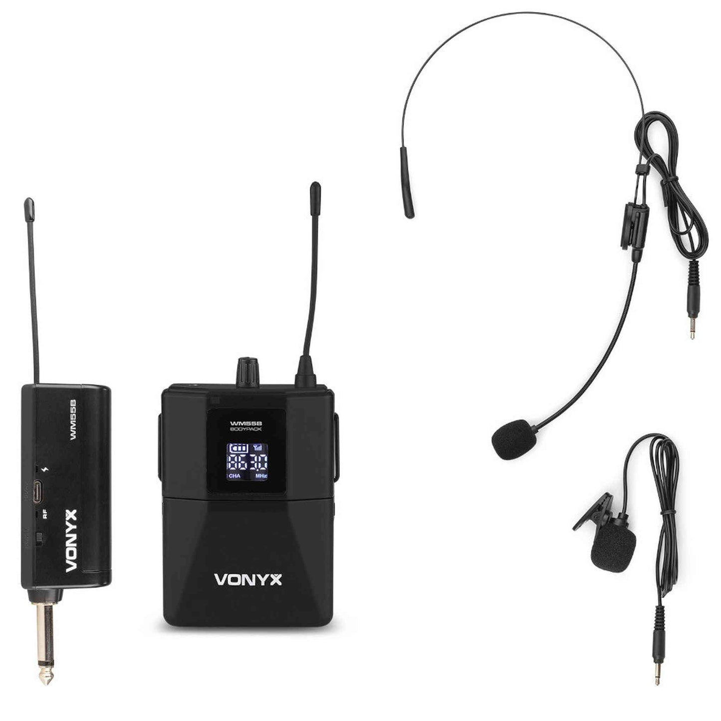 Vonyx WM55B Wireless Bodypack Microphone Set UHF