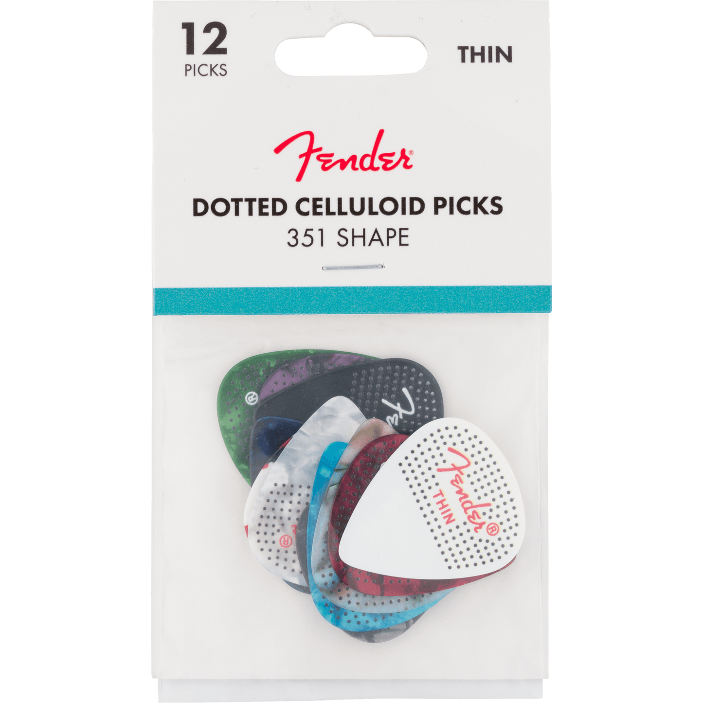 Fender 351 Dotted Celluloid Guitar Picks 12-Pack - Thin