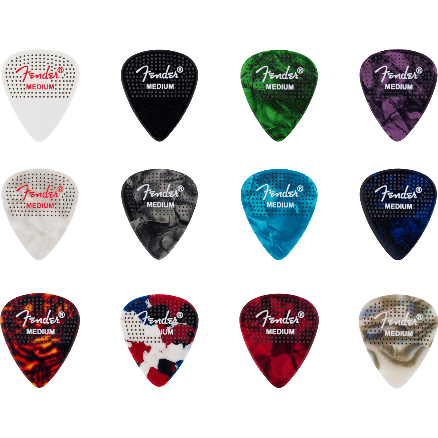 Fender 351 Dotted Celluloid Guitar Picks 12-Pack - Medium