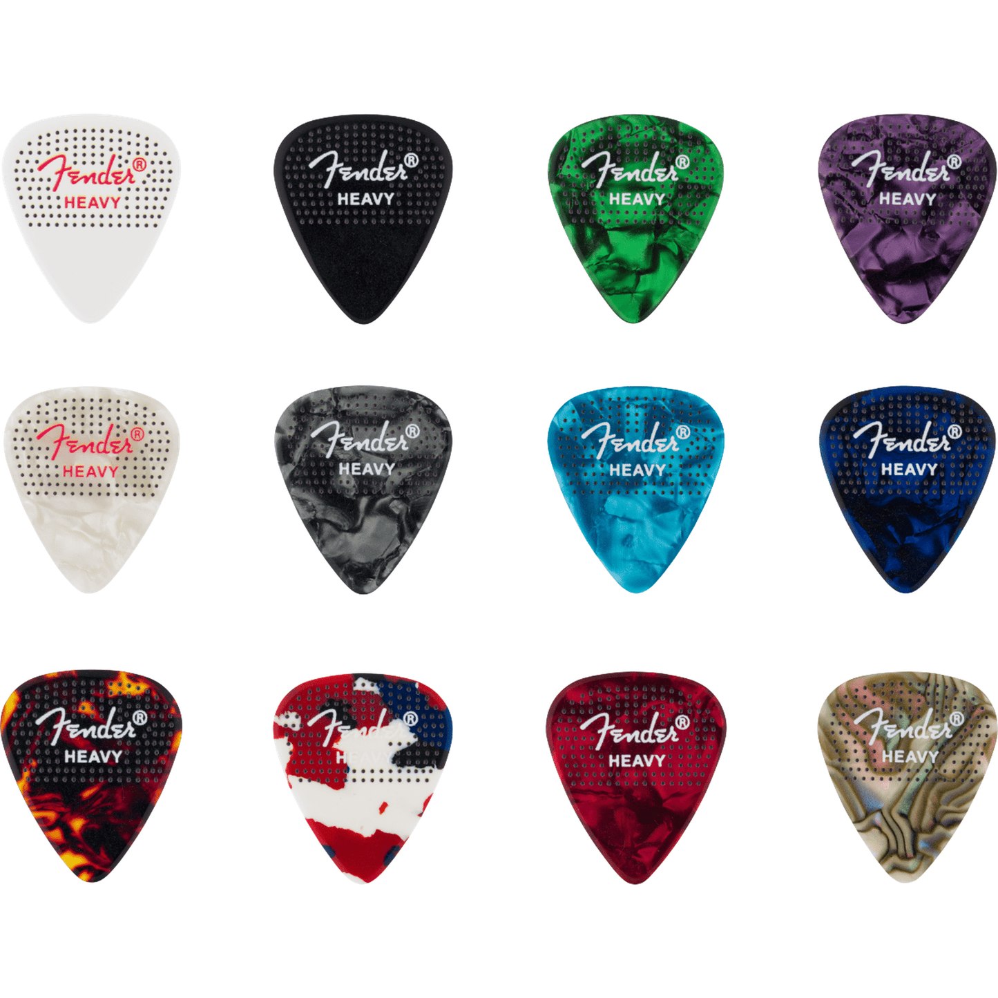 Fender 351 Dotted Celluloid Guitar Picks 12-Pack - Heavy