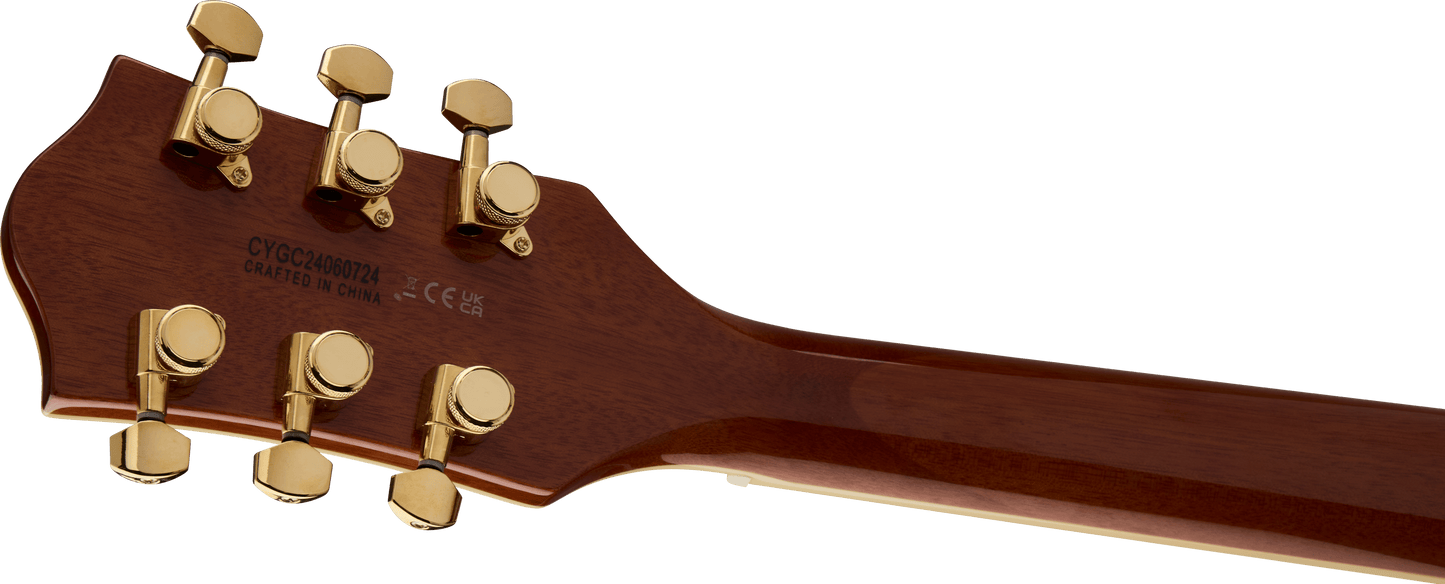 Gretsch Electromatic Limited Edition Flame Okoume Broadkaster Centre Block Double-Cut w/ Bigsby RW - Roundup Orange-ELECTRIC GUITAR-Joondalup Music Centre
