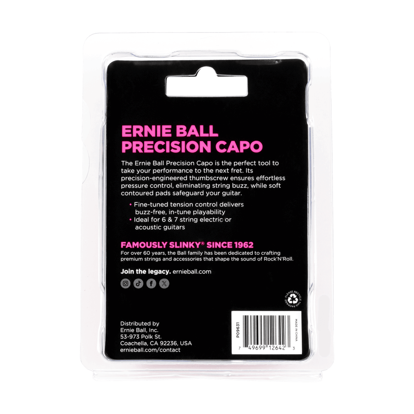 Ernie Ball Precision Capo - Black