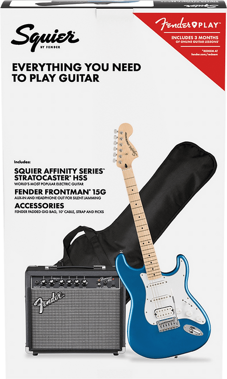Squier Affinity Stratocaster HSS Electric Guitar Pack - Lake Placid Blue - Joondalup Music Centre