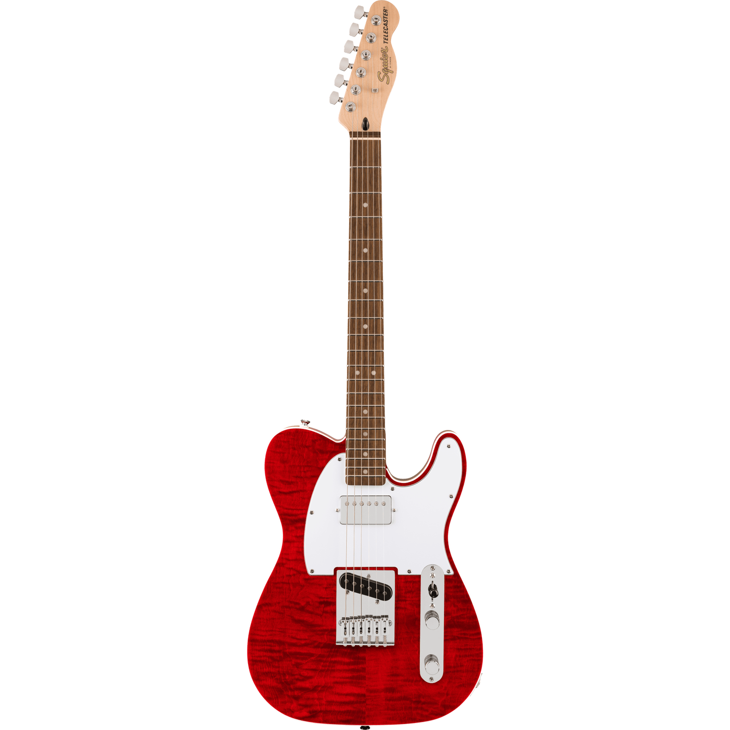 Squier Affinity Series Telecaster SH Flame Maple Top - Crimson Red Transparent-ELECTRIC GUITAR-Joondalup Music Centre