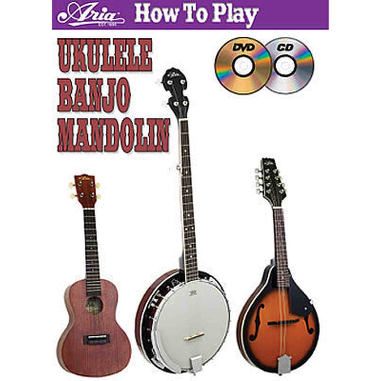 Aria AU-Series Tenor Ukulele Starter Pack  - Uke, Clip-on Tuner, Gig Bag & Book