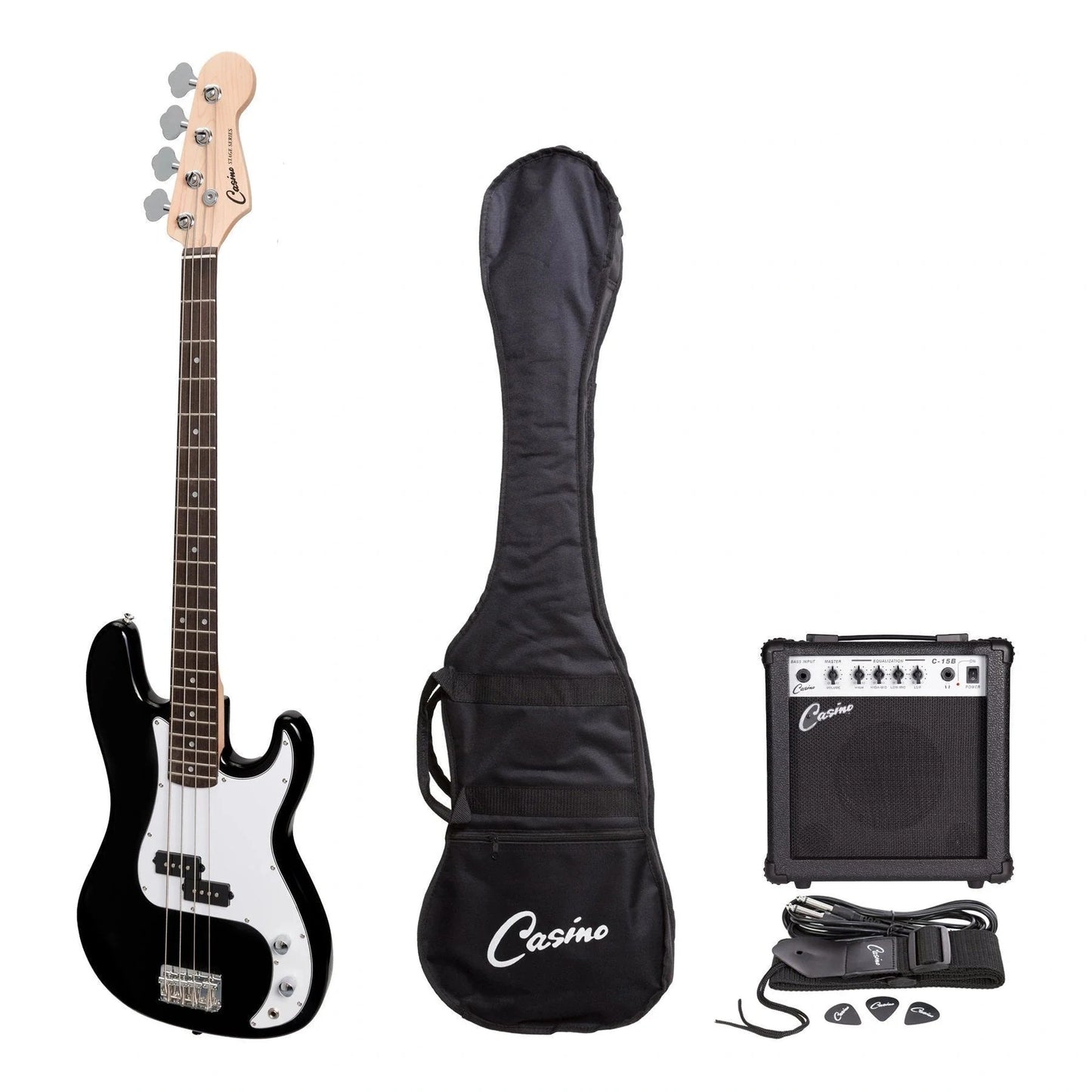 Casino P-Style Electric Bass Guitar Pack - Black - Joondalup Music Centre