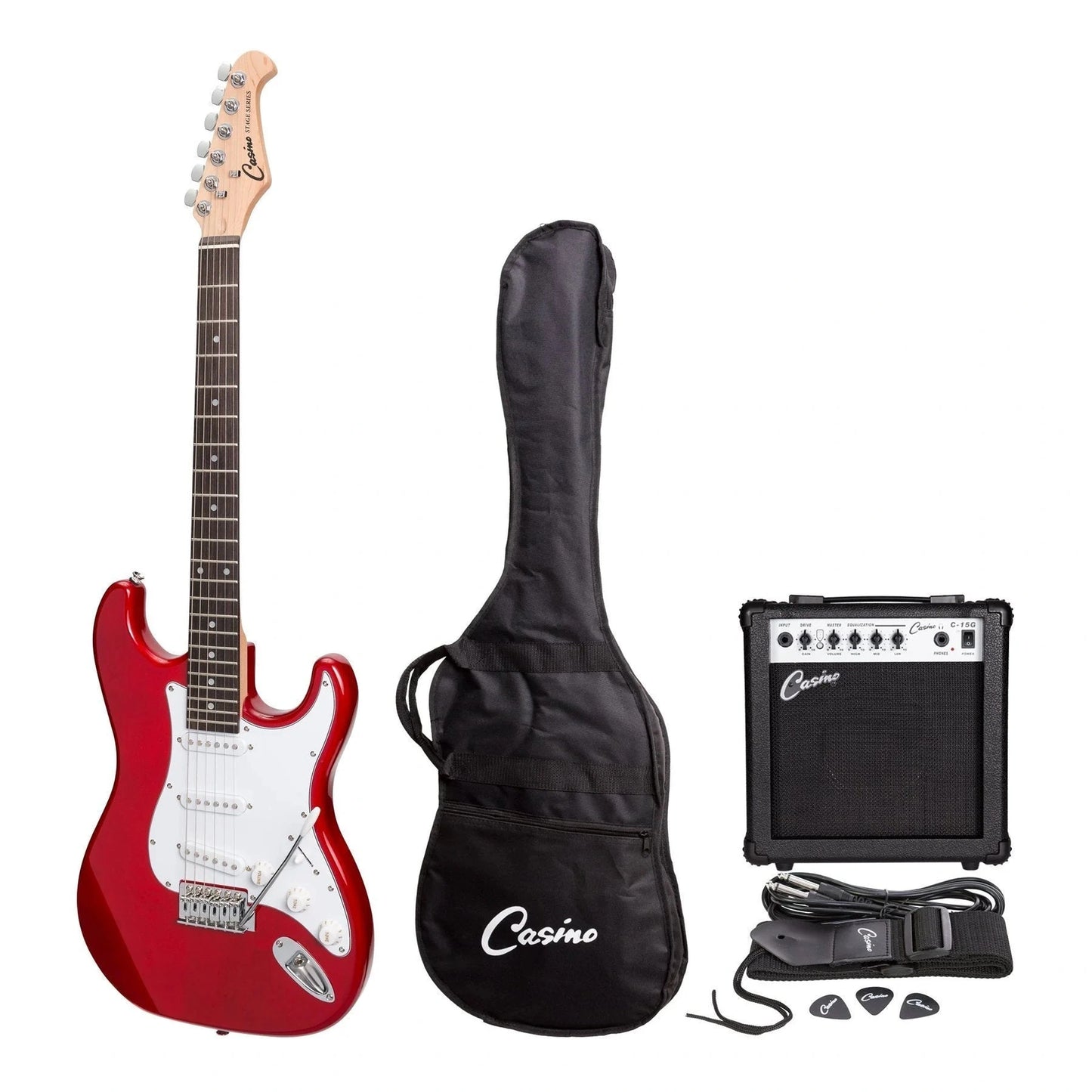 Casino ST-Style Electric Guitar Pack - Transparent Wine Red