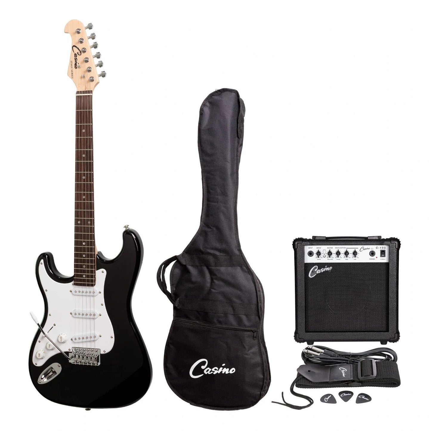 Casino ST-Style Left Handed Electric Guitar Pack - Black