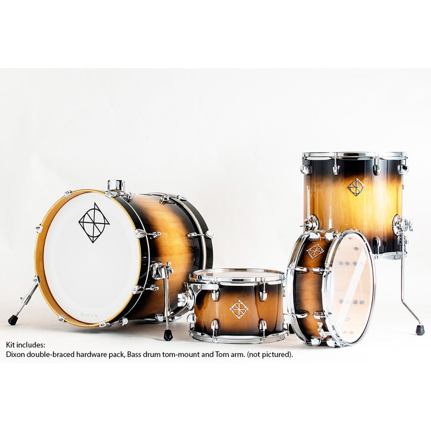 Dixon Fuse Maple 418 Series 4-Pce Drum Kit - Black Burst Gloss from Joondalup Music Centre