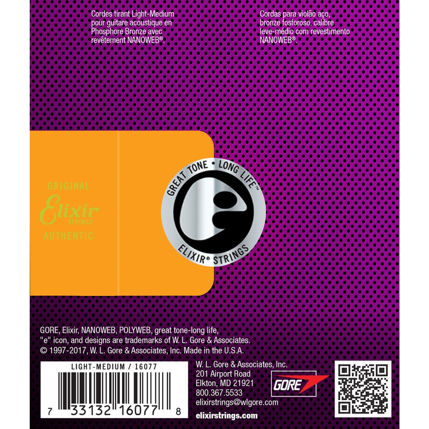 Elixir Nanoweb Phosphor Bronze Light-Med Acoustic Guitar Strings 12-56 - Joondalup Music Centre
