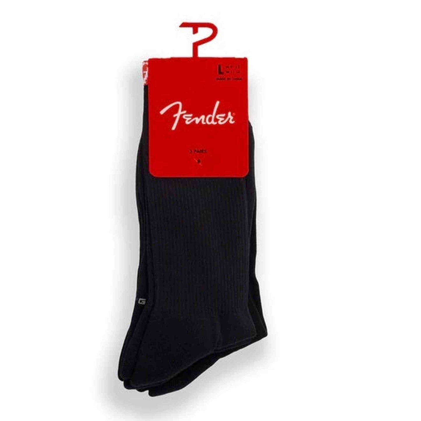 Fender Back Tab Crew Black Lge - 3 Pack Socks-APPAREL-Joondalup Music Centre