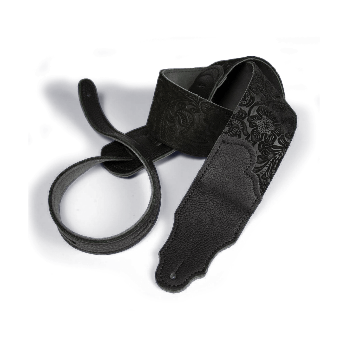 Franklin Embossed 2.5" Black Suede with Pebbled Black Glove Leather End