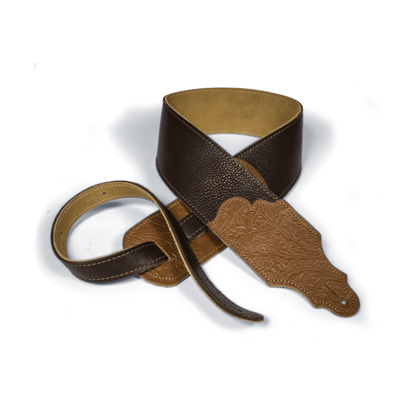 Franklin 3" Chocolate Glove Leather with Tooled Caramel Ends
