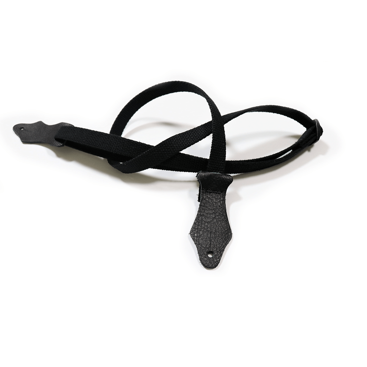 Franklin 5/8" Black Cotton Ukulele Strap - Black Glove Leather End