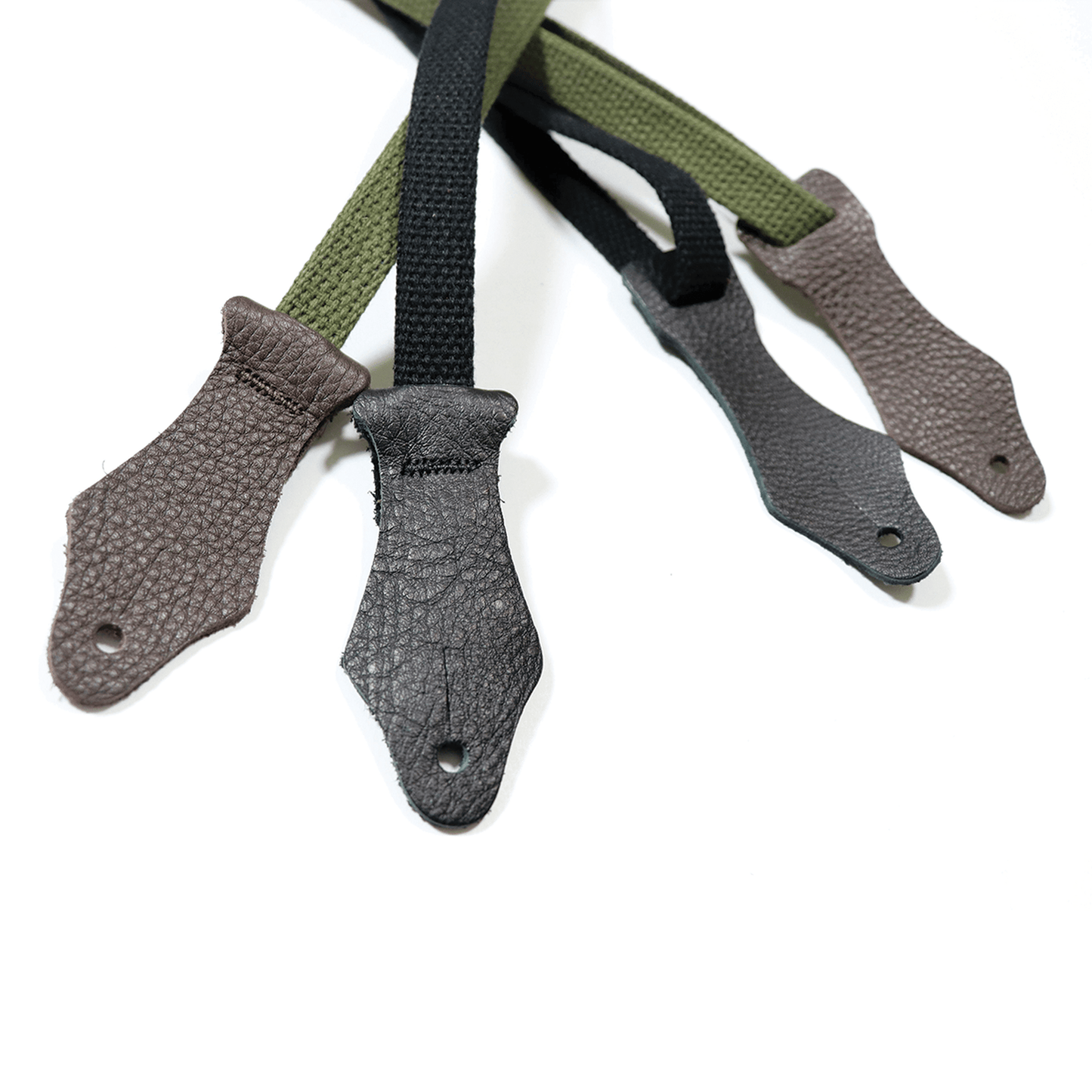 Franklin 5/8" Black Cotton Ukulele Strap - Black Glove Leather End