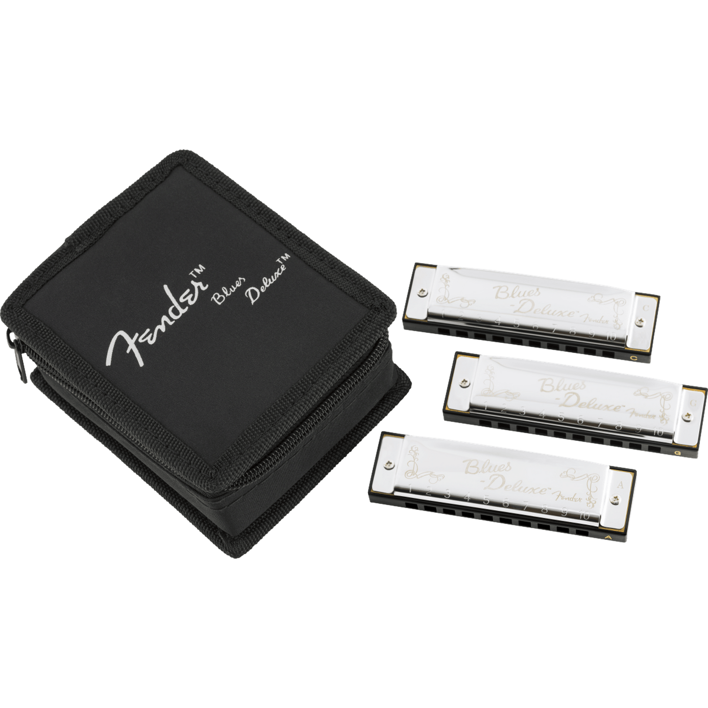 Fender Blues Deluxe Harmonica - 3 Pack w/Case from Joondalup Music Centre