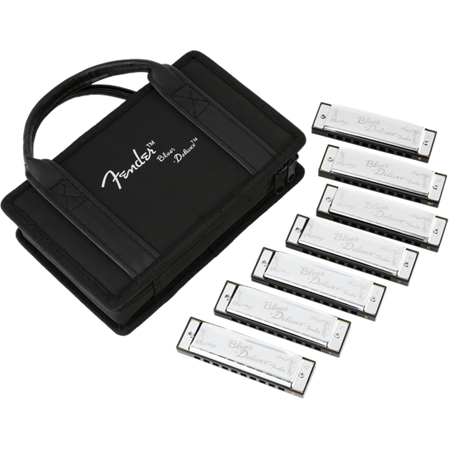 Fender Blues Deluxe Harmonicas 7-Pack W/Case from Joondalup Music Centre