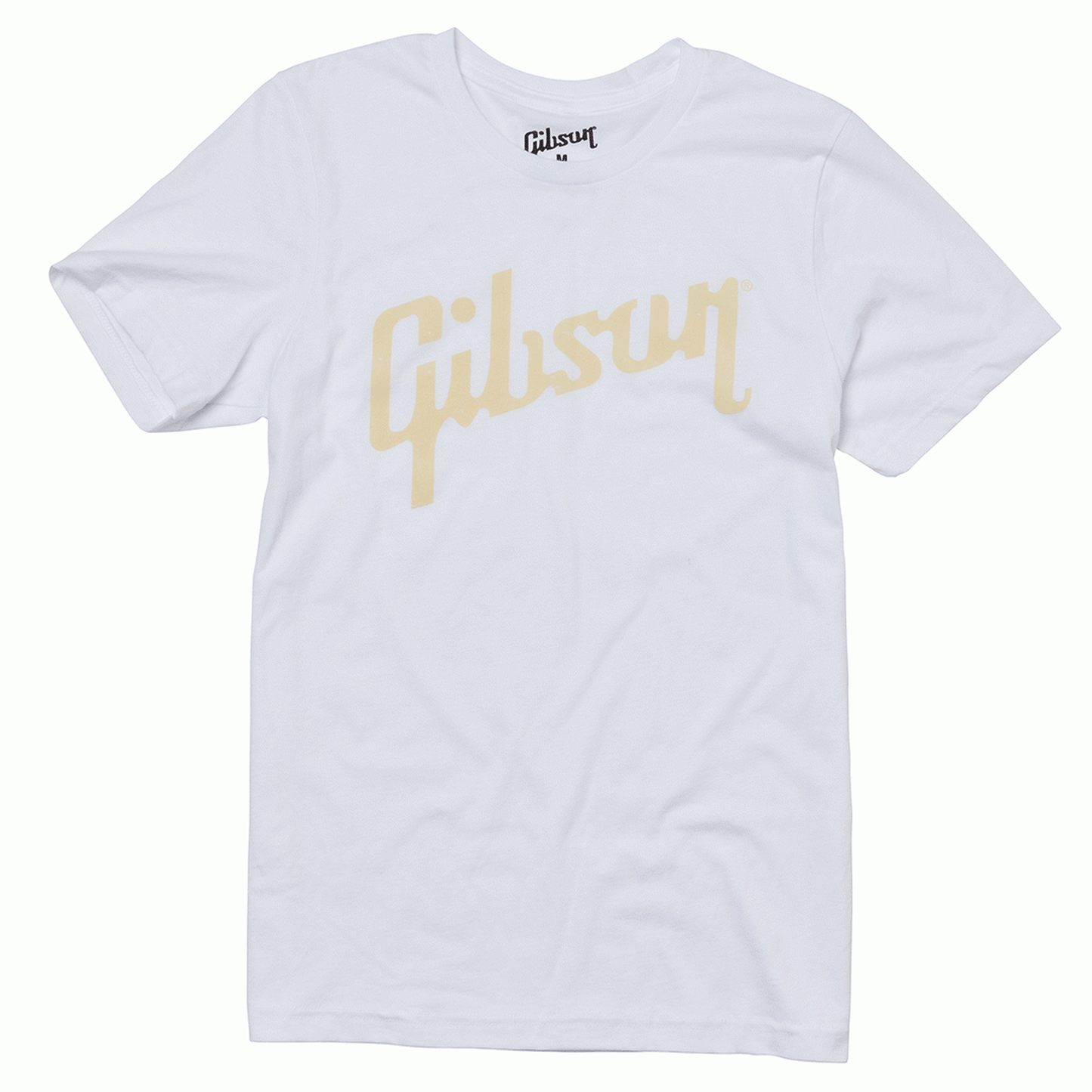 Gibson Distressed Logo Tee (White) - Small-APPAREL-Joondalup Music Centre