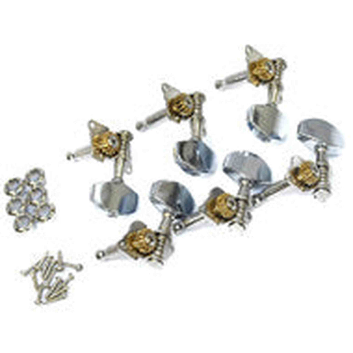 GT Acoustic/Electric Guitar Open Geared Tuning Machines in Chrome Finish (3+3)