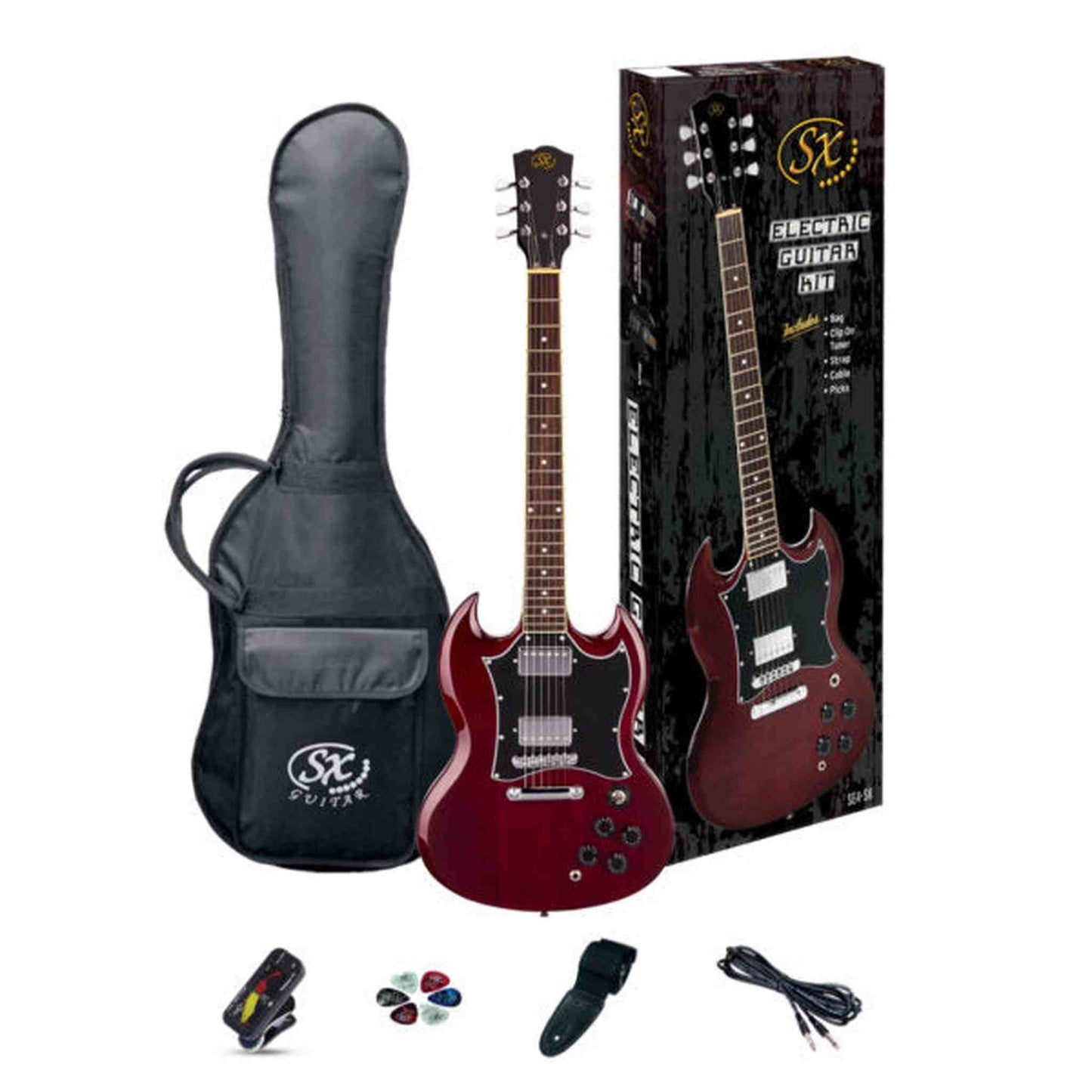 SX SG Style Electric Guitar Pack - Transparent Wine Red