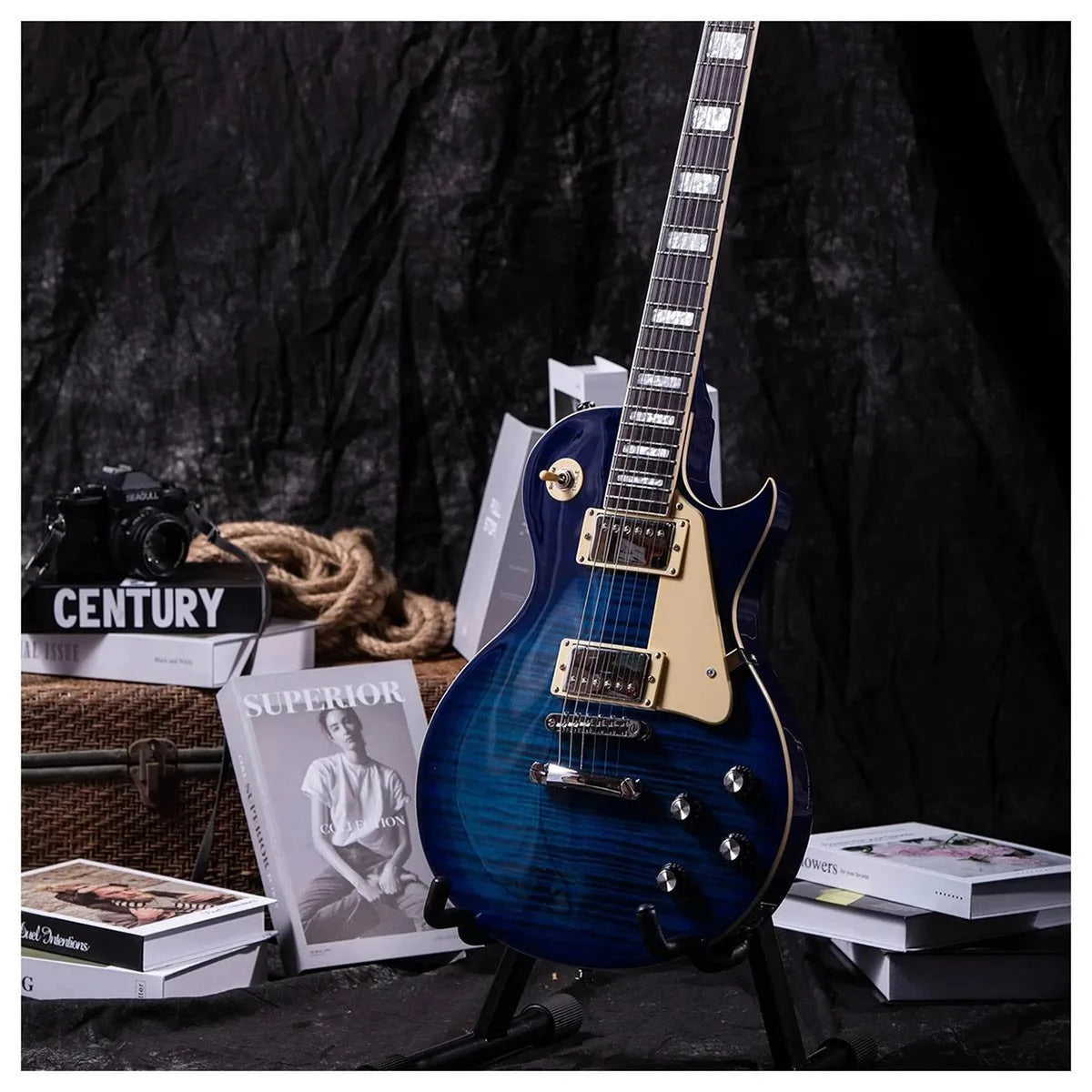 Grote GTLP-02 Electric Guitar - Flame Maple Blue