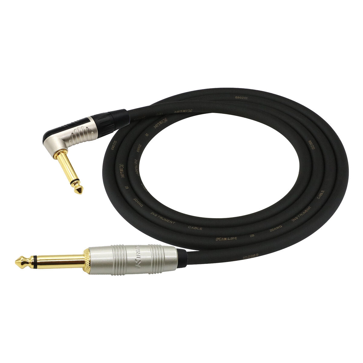 Kirlin 10FT Silent Plug Instrument Cable RA to Straight Black