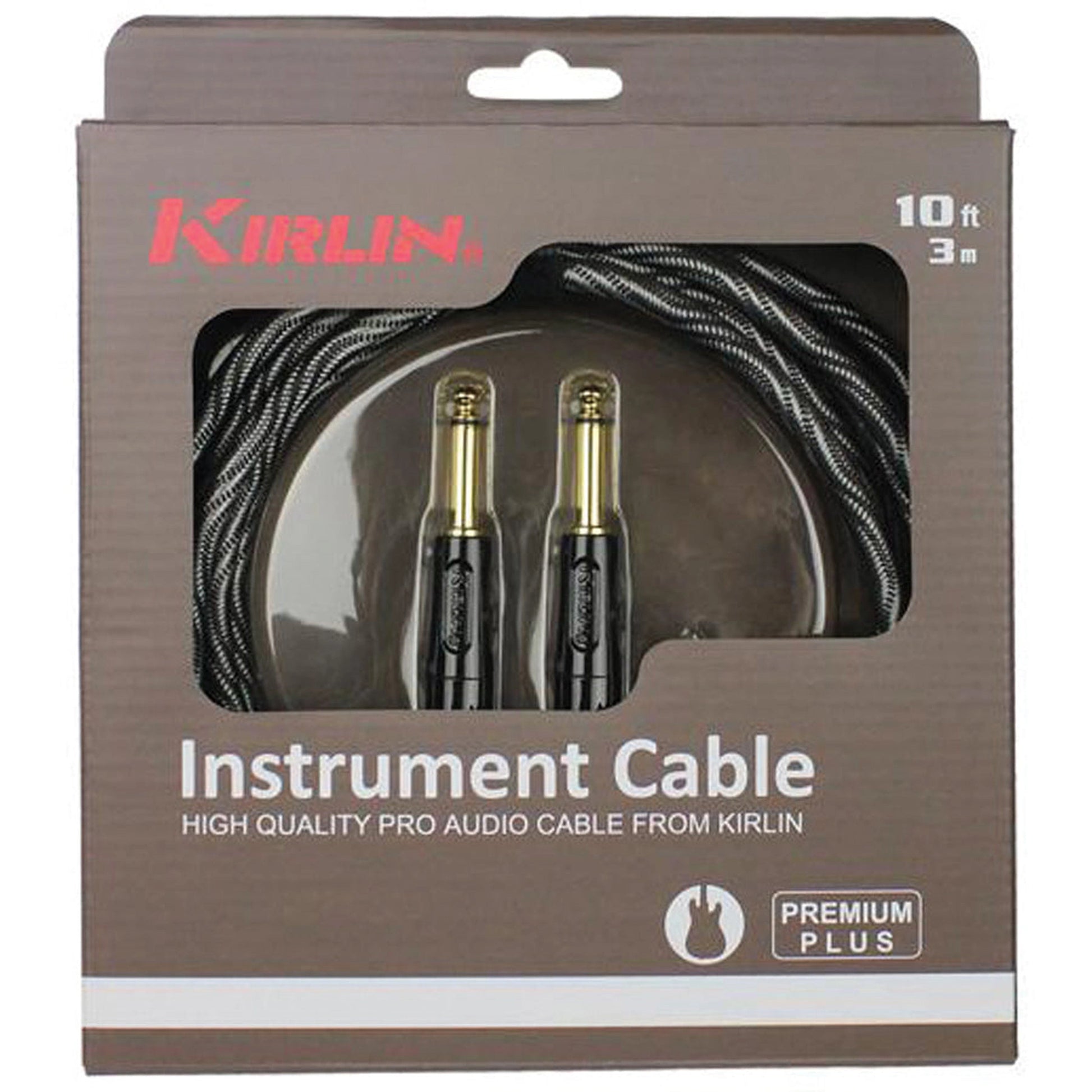 KIRLIN 10FT PREMIUM PLUS WAVE CABLE - BLACK - Joondalup Music Centre