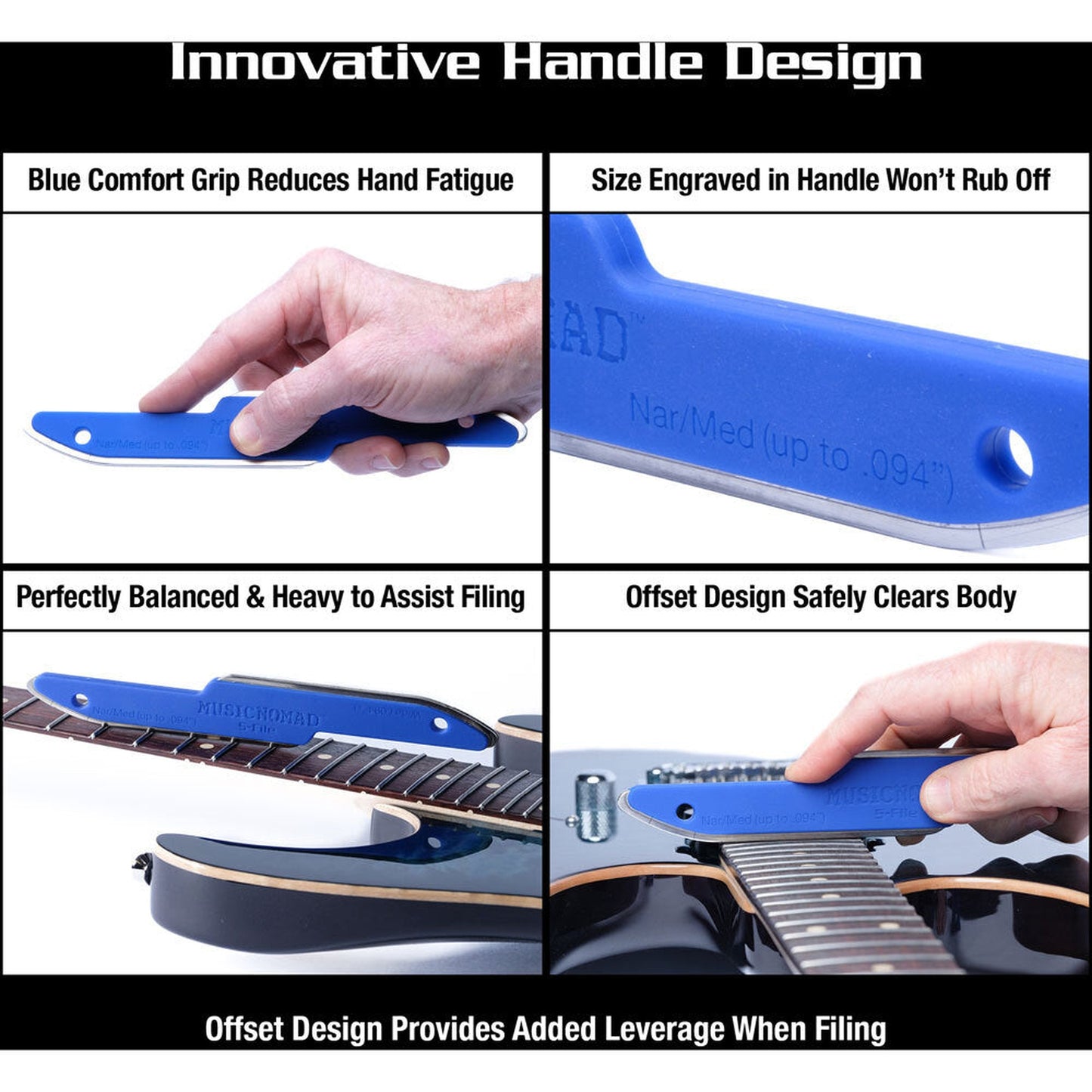 Music Nomad Diamond Coated Safe Zone Guitar Fret Crowning File (S-File) - Joondalup Music Centre