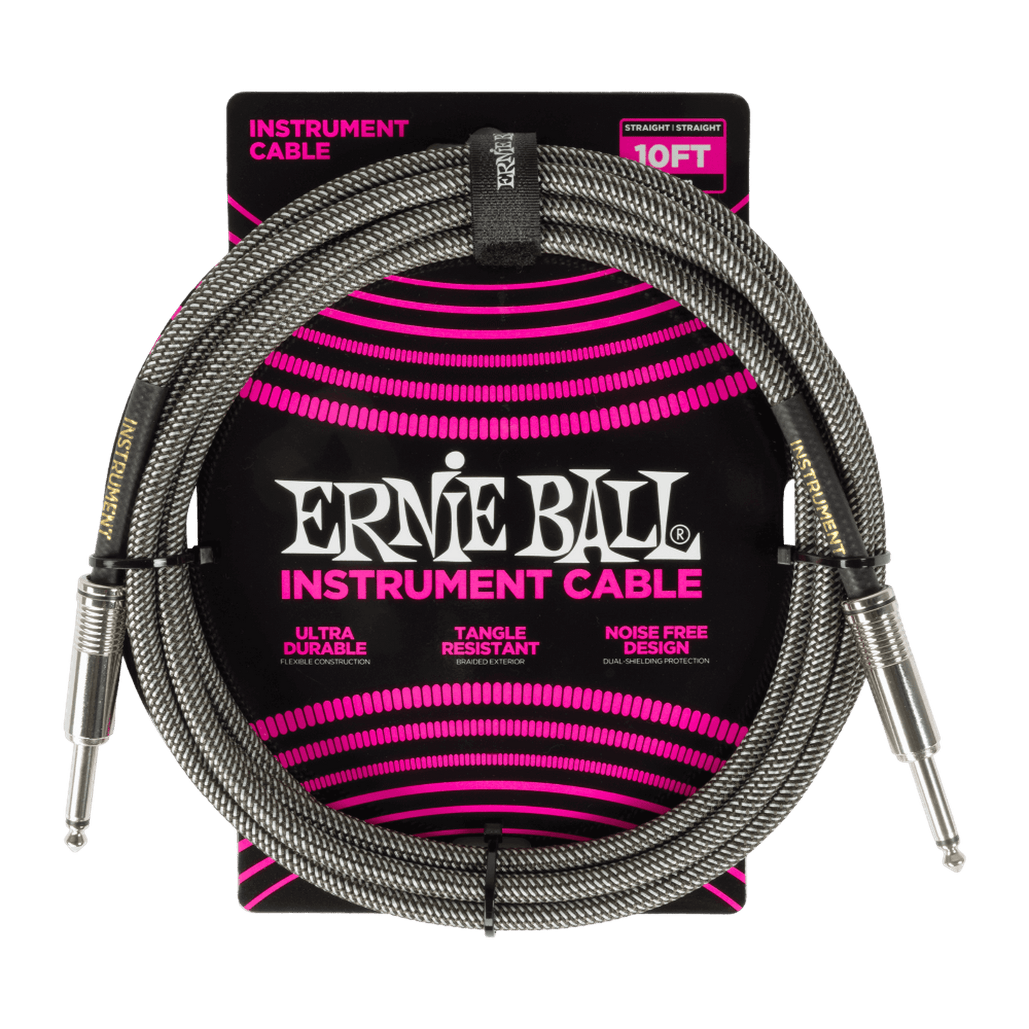 Ernie Ball Braided Instrument Cable 10ft - Silver Fox - Joondalup Music Centre