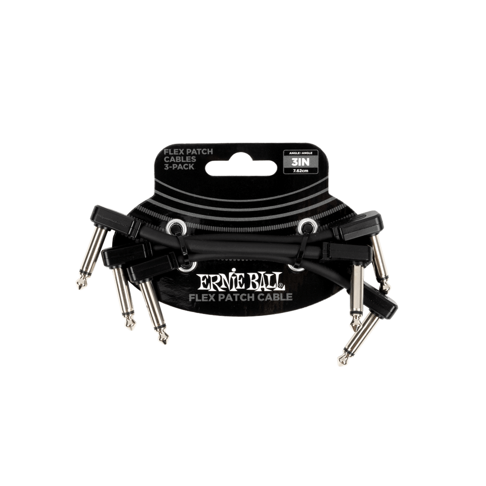 Ernie Ball Flex Patch Cables - 3in - Black - 3 Pack